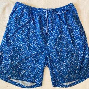 Peter Millar Blue Patterned Swim Trunks